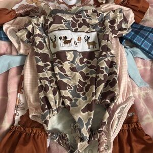 Camouflage Baby Romper with Animal Embroidery